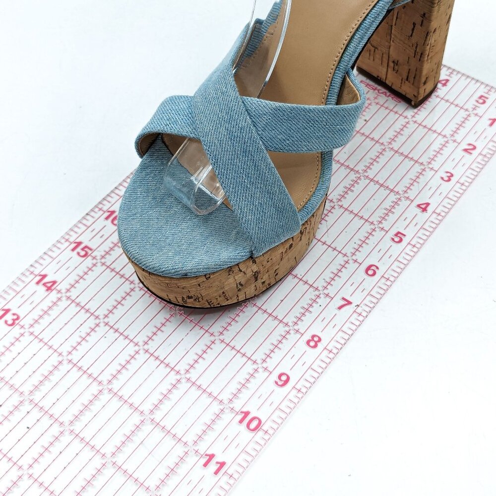 Veronica Beard Women Lalana Blue Denim Strappy Platform Summer Sandals -  10.5 - Picture 7 of 12